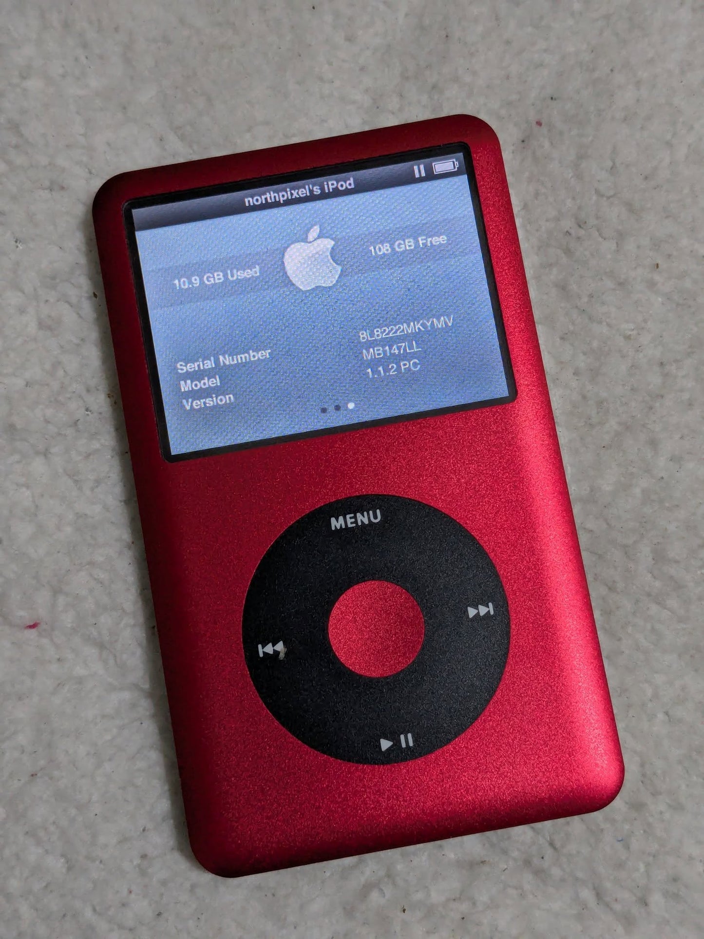 iPod Classic 7th Gen – Red Edition | 1TB SSD | 3000 mAh Battery
