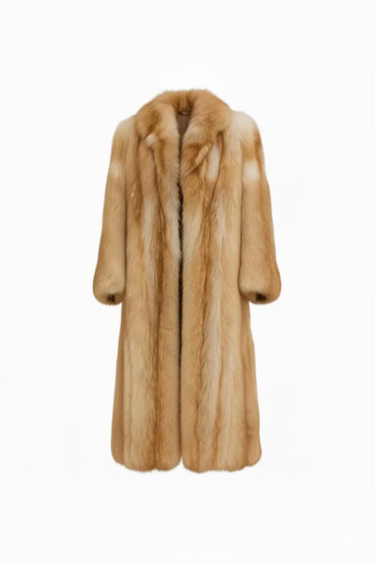 Handmade Real Fox Fur Long Coat for Women – Full Length Luxury Winter Outerwear