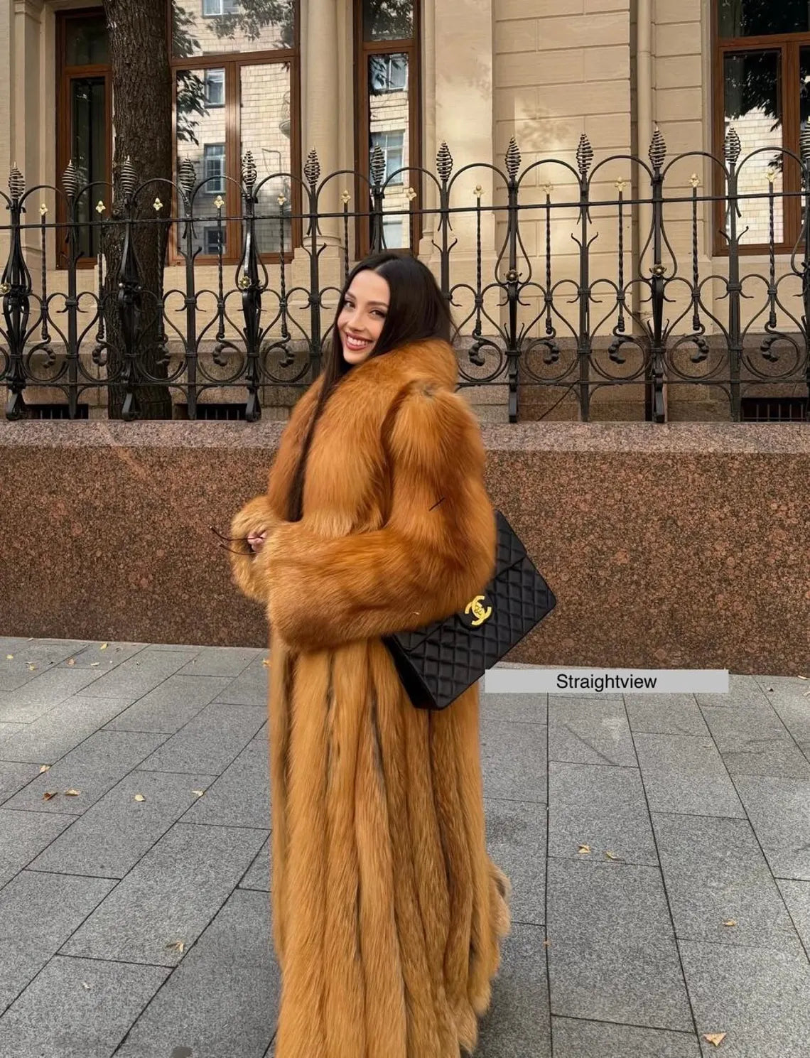 handmade women real red fox fur long coat luxury winter outwear jacket