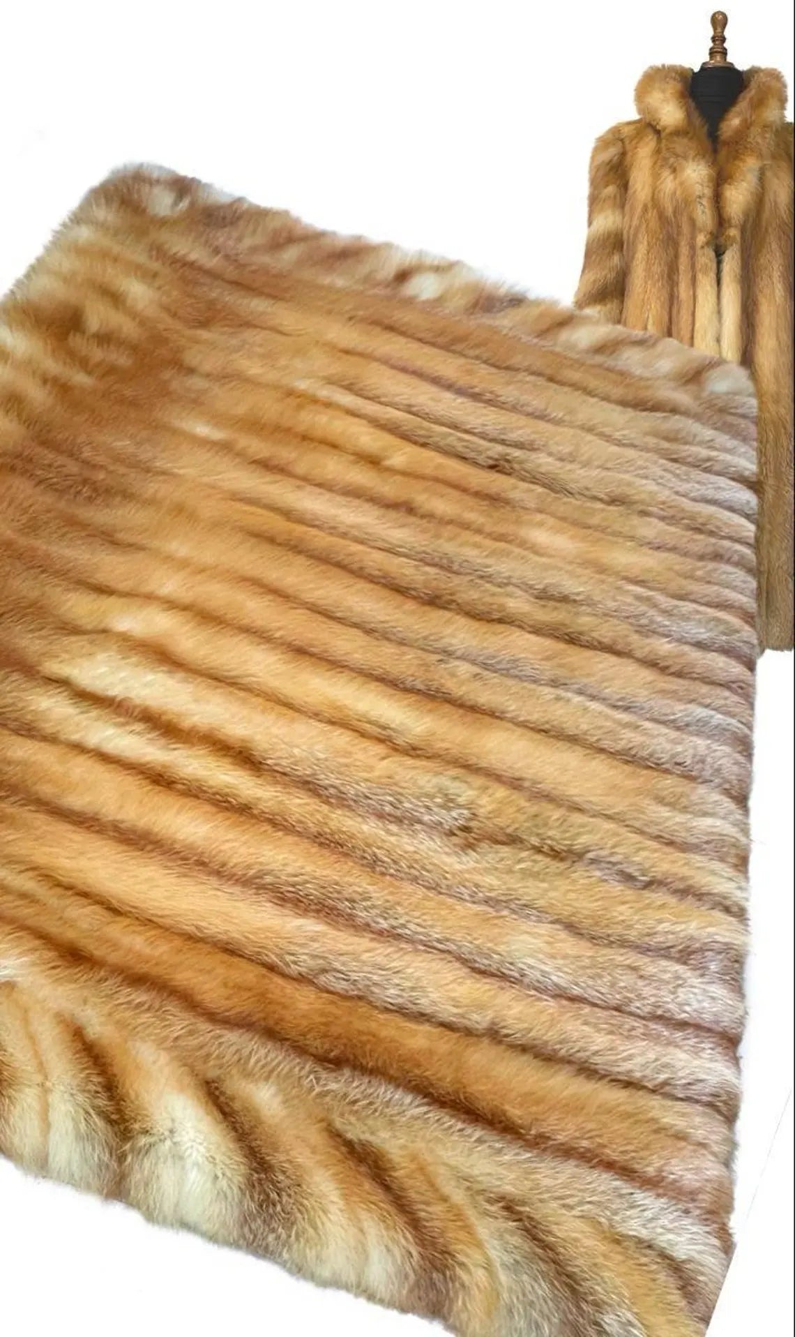 handmade women real red fox fur long coat luxury winter outwear jacket