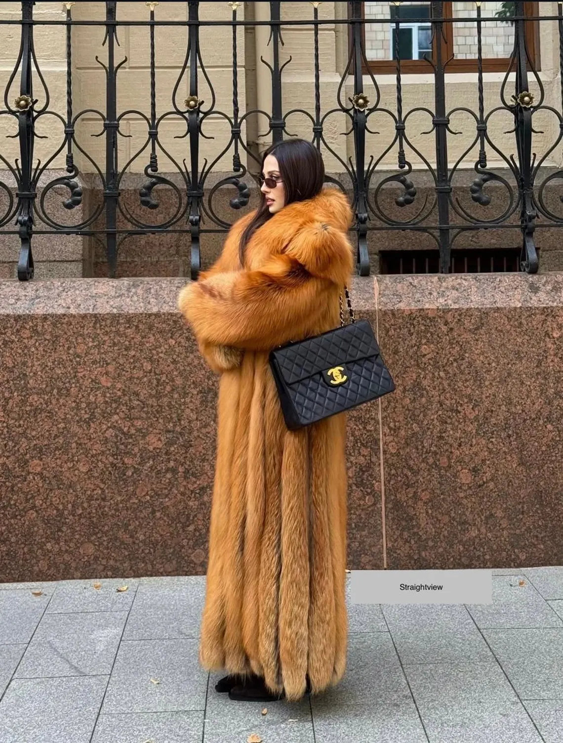 handmade women real red fox fur long coat luxury winter outwear jacket